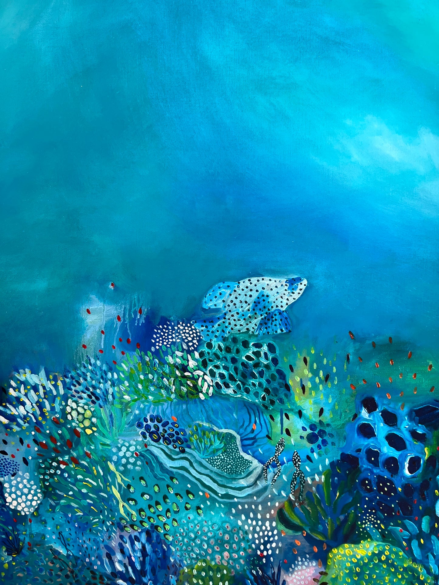 "Spot the fish" art paper print 60x42cm custom size