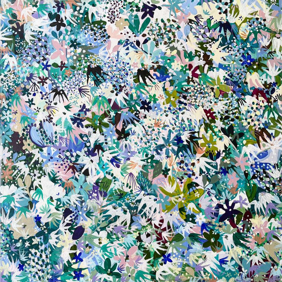 "Blue confetti flowers" Print
