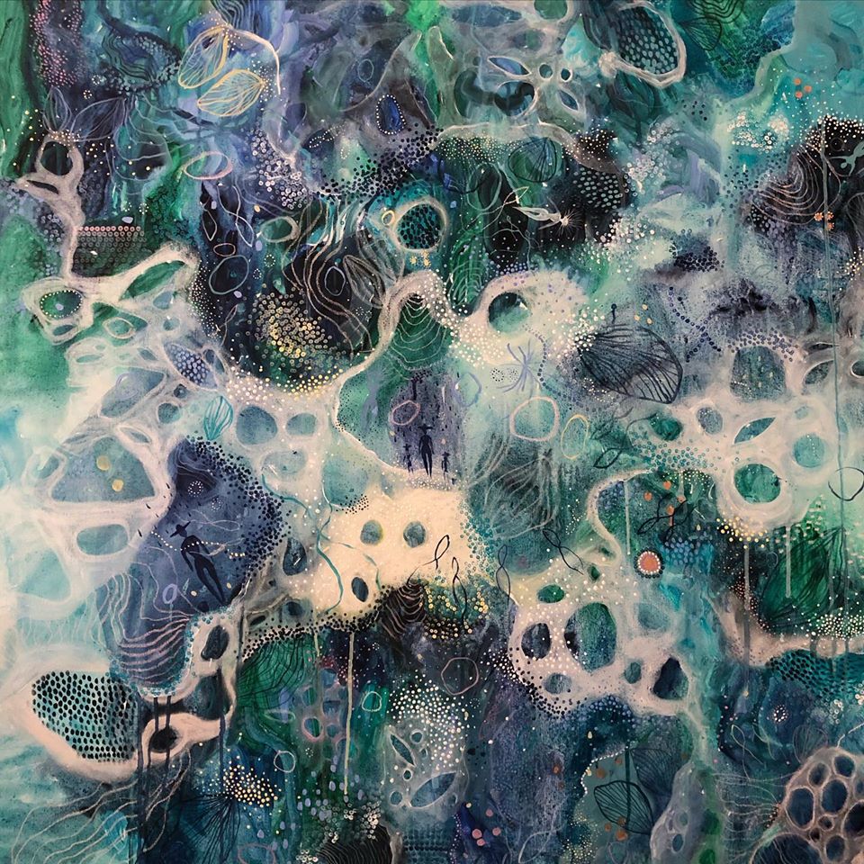 "Rain Dive" original acrylic on canvas 120x120cm