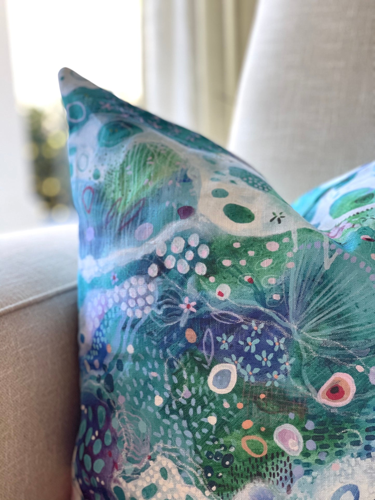 “Sea flower” 100% linen Australian made 50x50cm cushion cover only